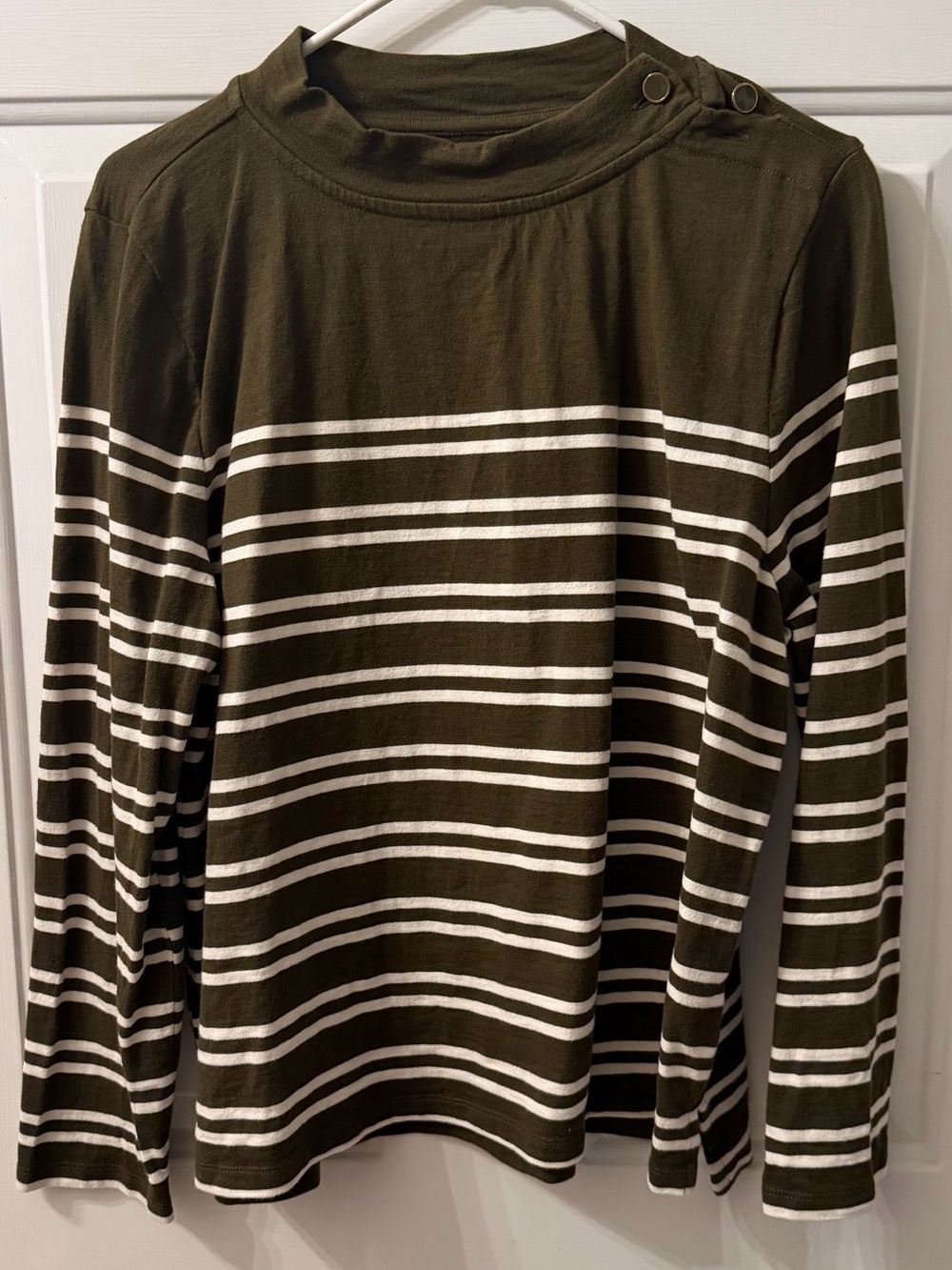 Talbots Striped Green & Beige XLP Cotton Top